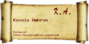 Kocsis Ambrus névjegykártya